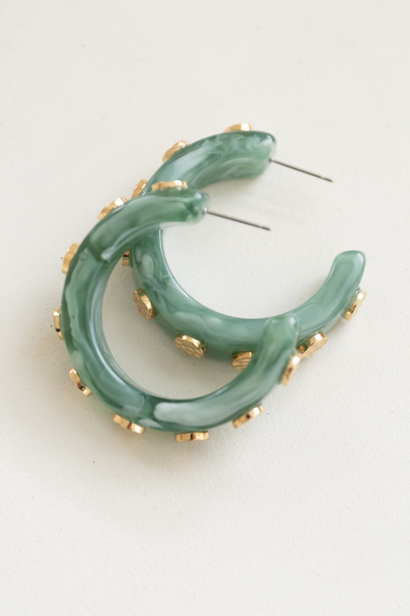 Hammered Acetate Hoops, Seafoam - 4K7A1721.jpg