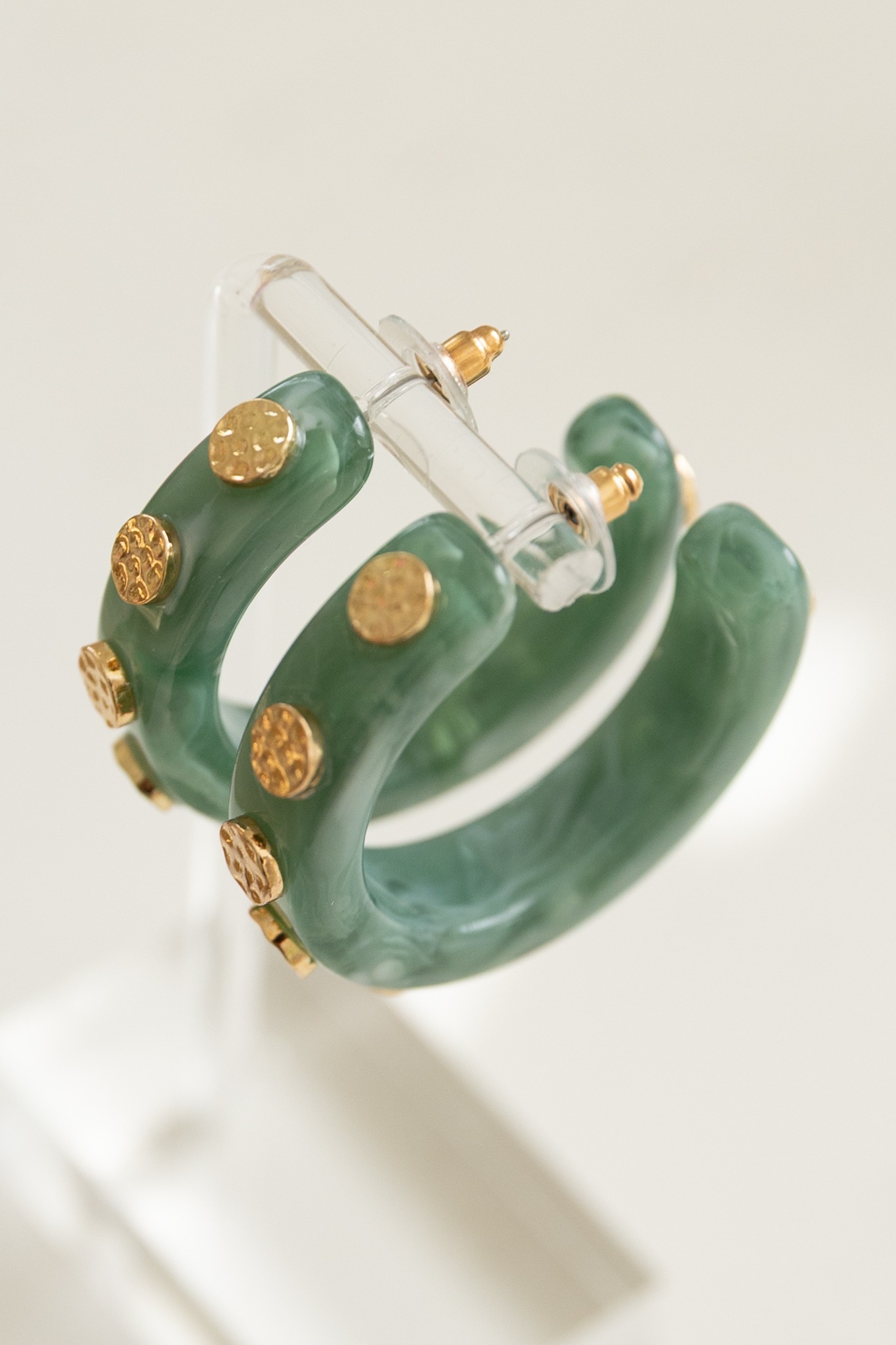 Hammered Acetate Hoops, Seafoam