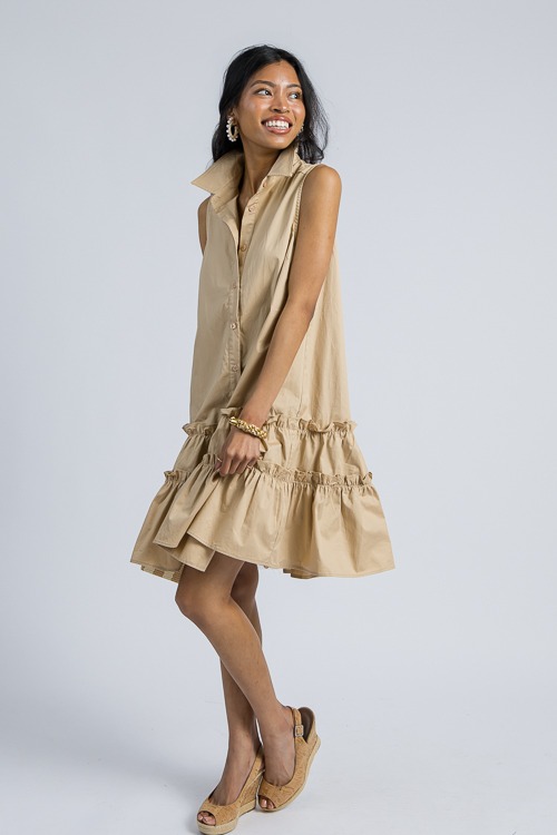 Poplin SL Shirt Dress, Beige - 4K7A1732- (8)p.jpg