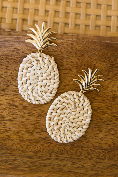 Rattan Pineapple Earrings