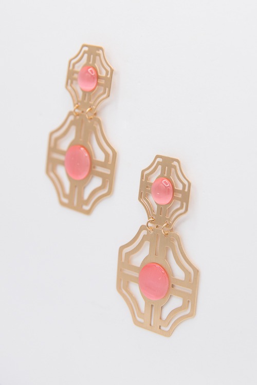 Stone Cutout Earrings, Pink - 4K7A1890-Edit.jpg