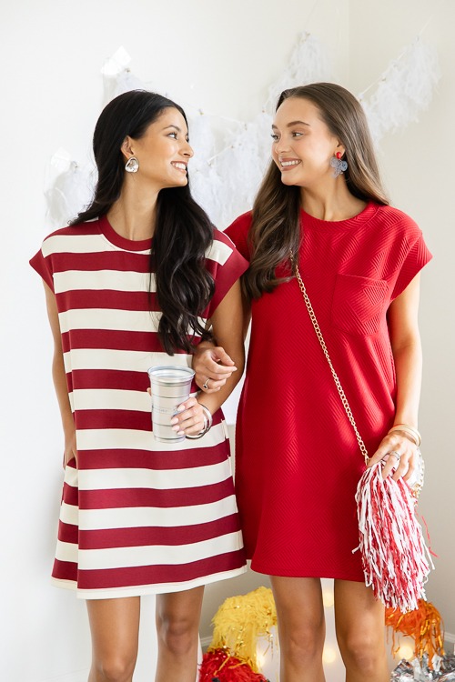 Textured Pocket Dress, Scarlet