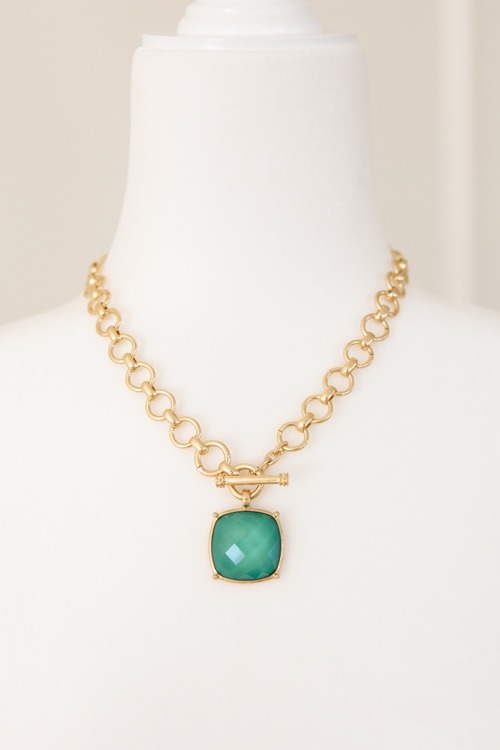 Gemma Stone Necklace, Lt. Green