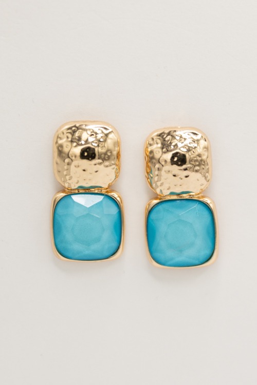 Gemma Stone Earring, Aqua