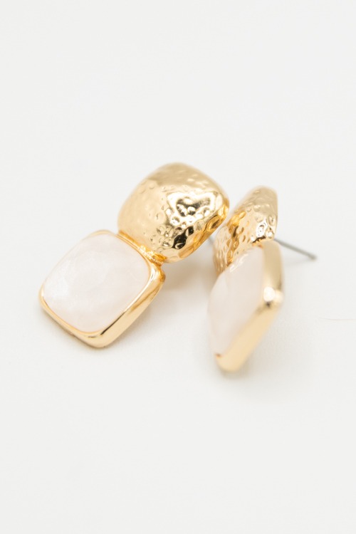 Gemma Stone Earring, White