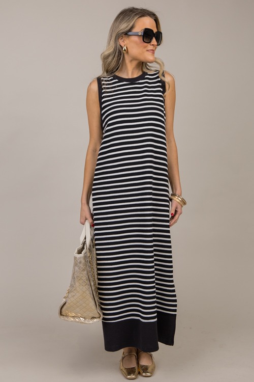 Cloud Knit Stripe Midi, Black