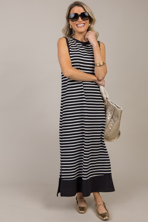 Cloud Knit Stripe Midi, Black