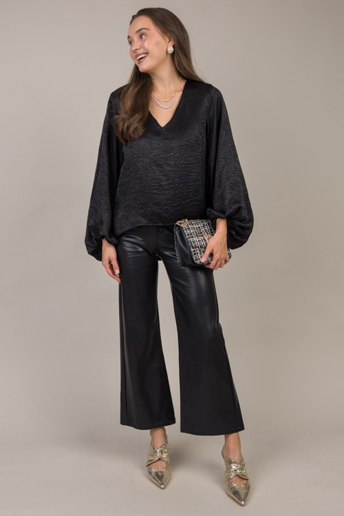 Tianna Satin Blouse, Black