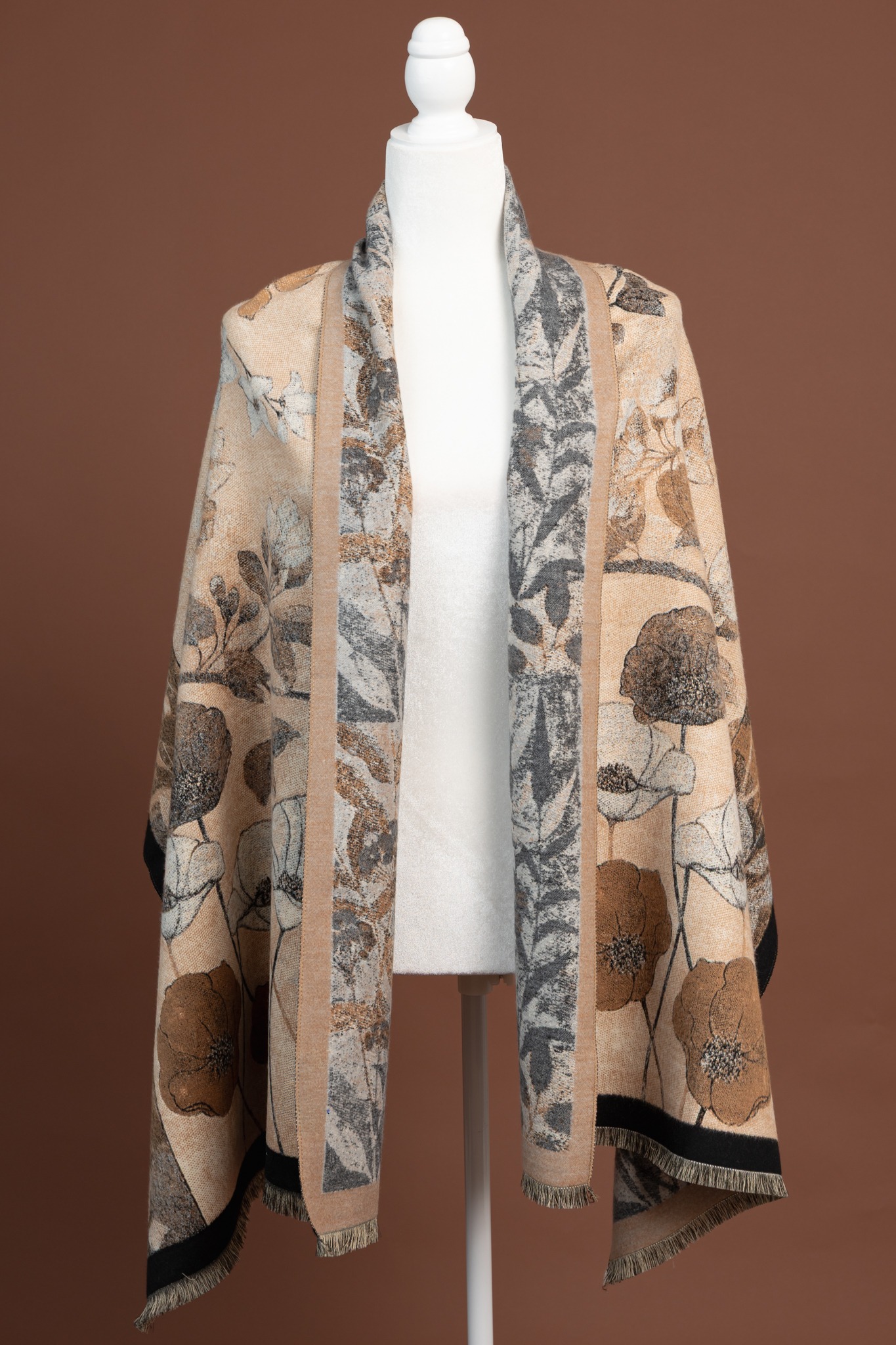 Vintage Floral Scarf, Khaki Beige - 4K7A2466.jpg