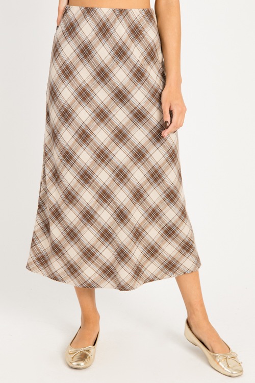 Classic Plaid Midi Skirt, Brown - 4K7A2870.jpg
