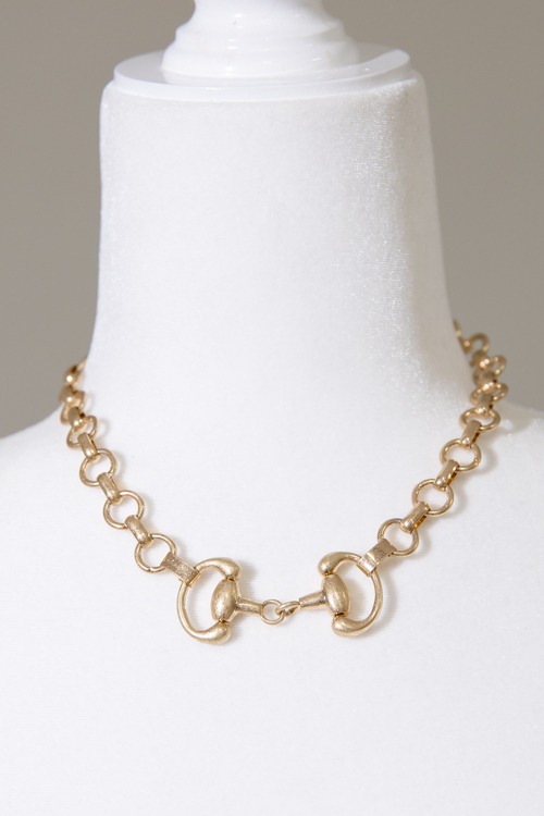 Margot Horsebit Necklace, Gold