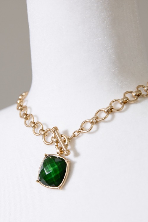 Gemma Stone Necklace, Green