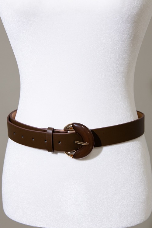 Crescent Buckle Belt, Brown