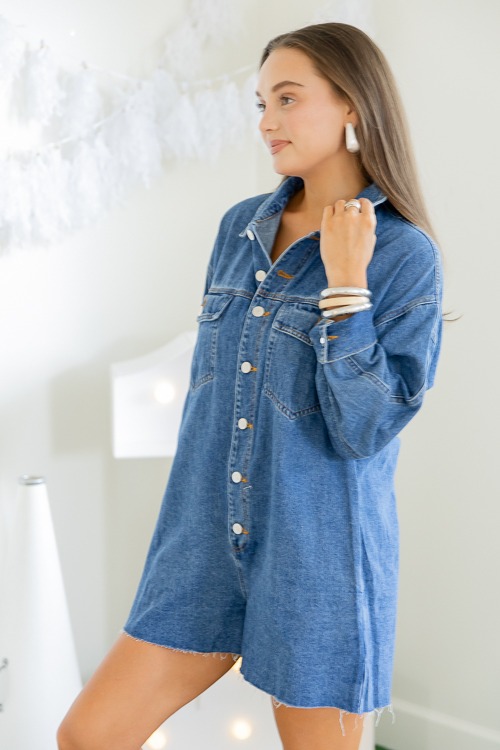 Denim Button Down Romper