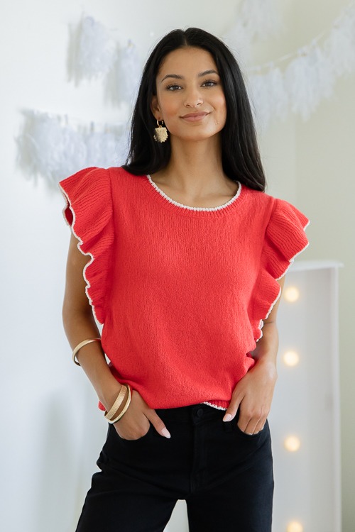 Tasha Flutter Sweater, Red