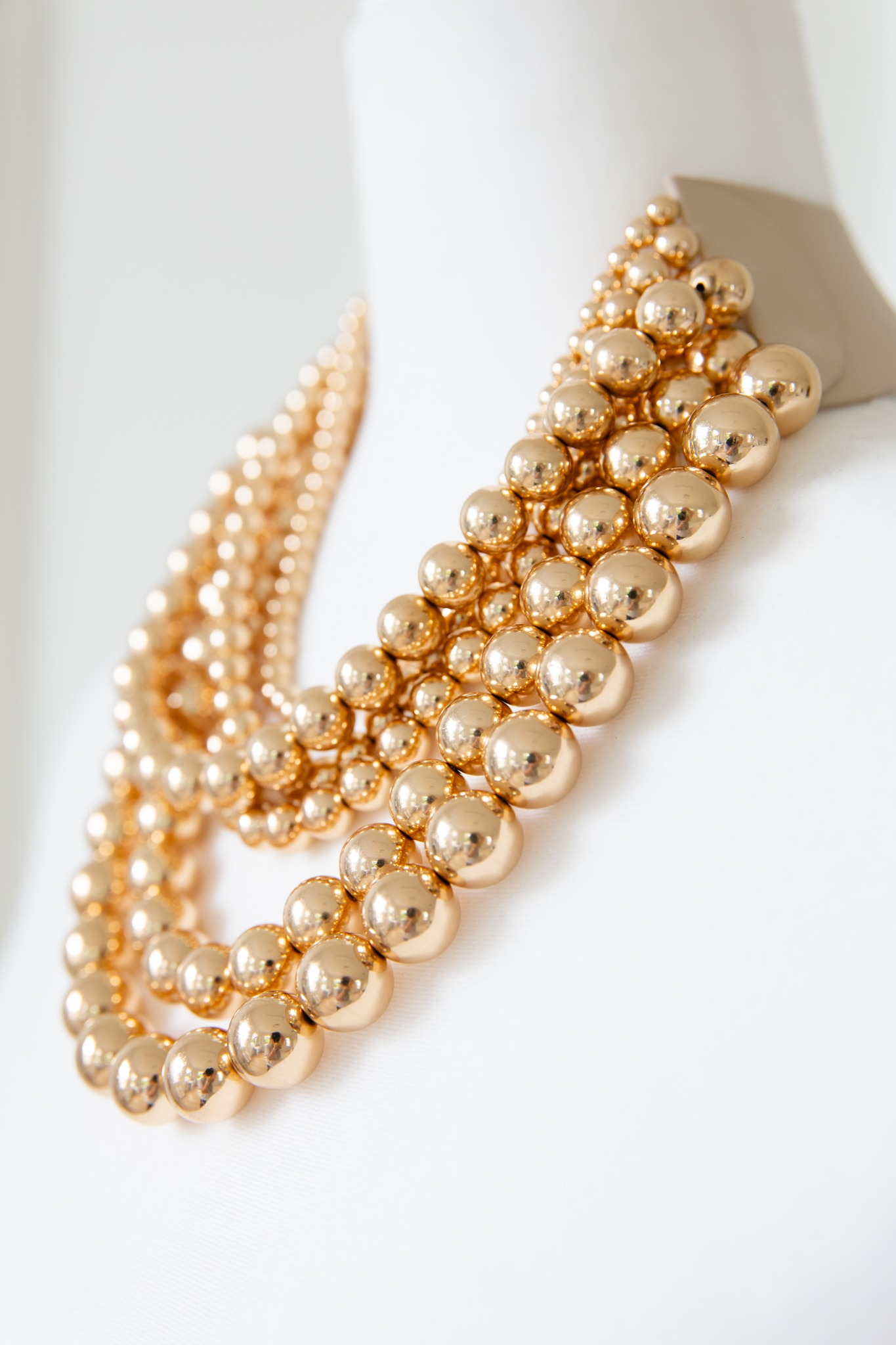 Metallic Layered Necklace, Gold