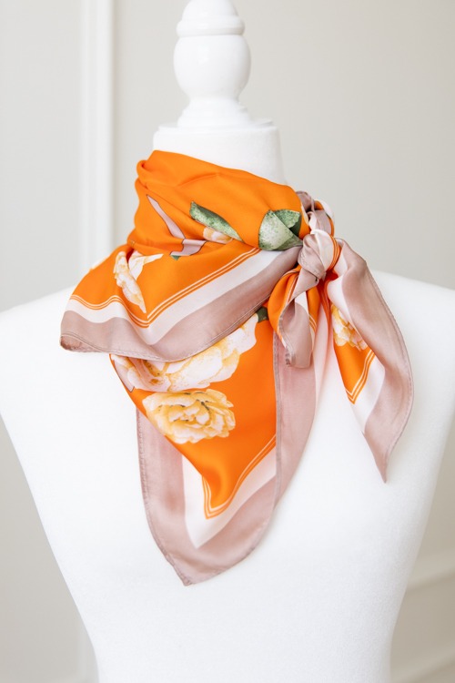 Floral Fever Scarf, Orange
