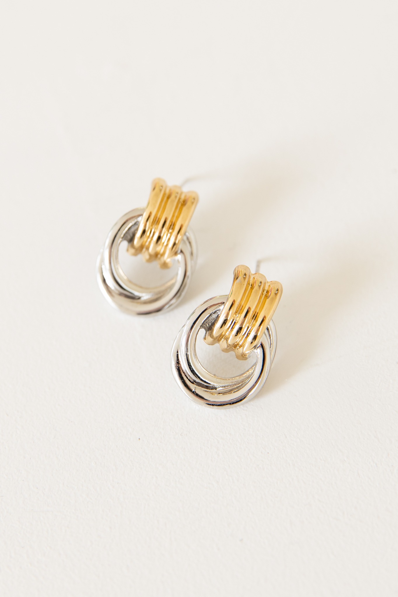 Mixed Metals Door Knocker Earring