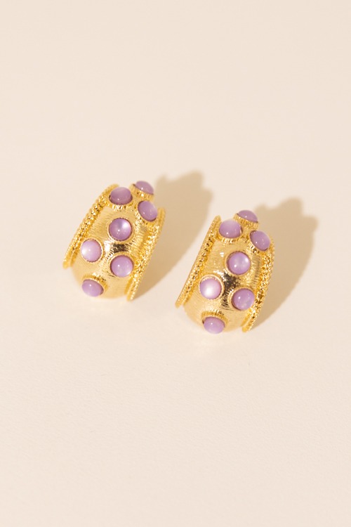 Dotted Bold Hoops, Lavender