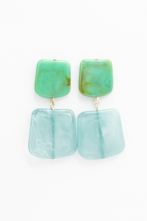 Colorblock Drop Earring, Teal