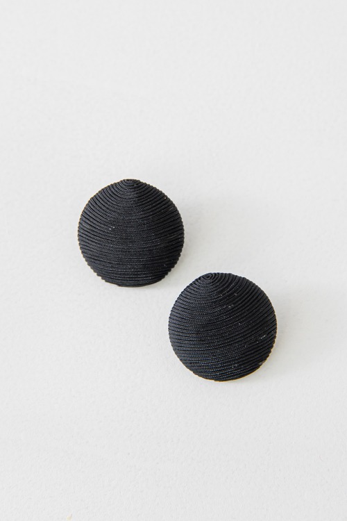 Thread Ball Earring, Black