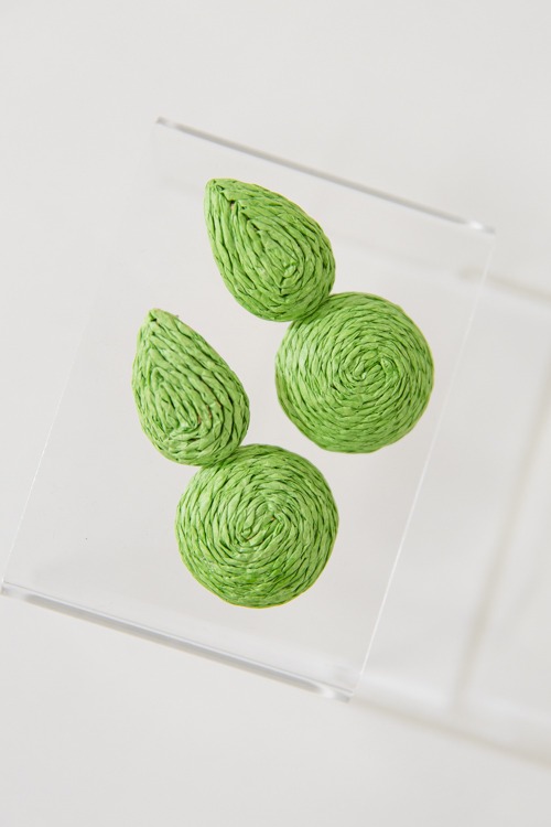 Raffia Teardrop Earring, Green - 4K7A3809.jpg