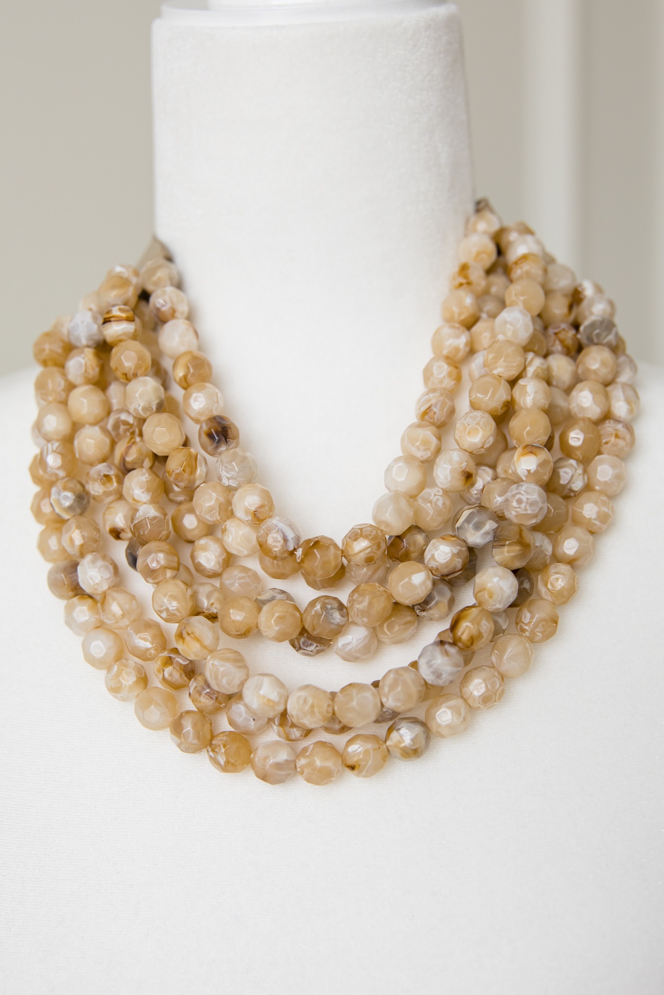Nelly Beaded Necklace, Beige