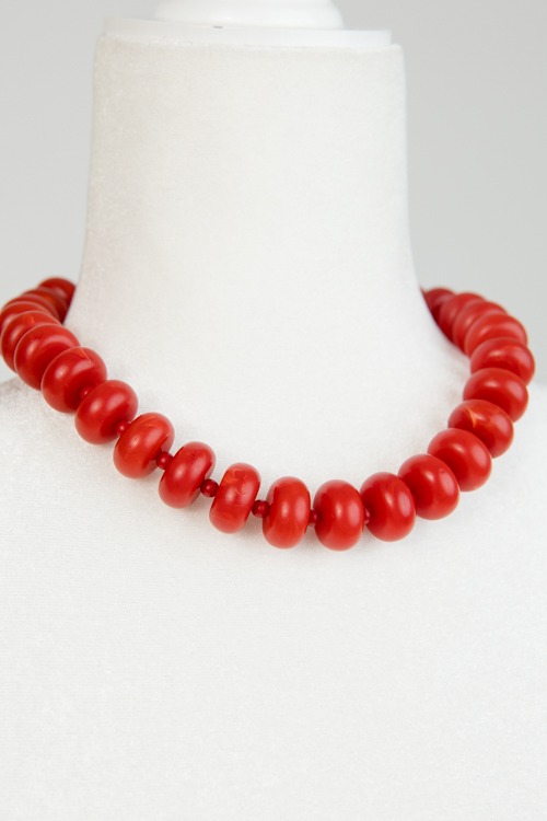 Solid Rondelle Necklace, Red - 4K7A3940.jpg