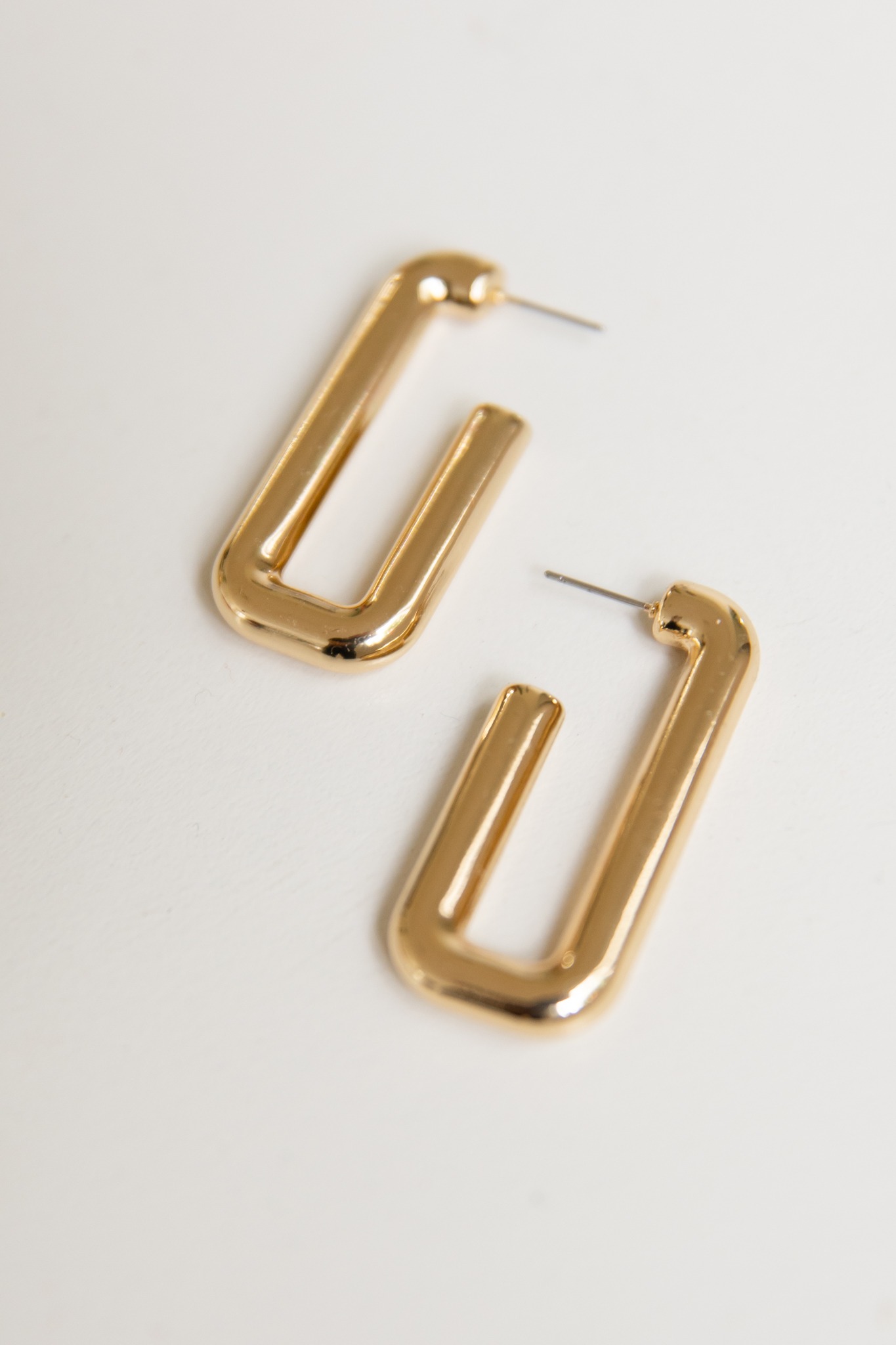 Puffy Square Open Hoops, Gold