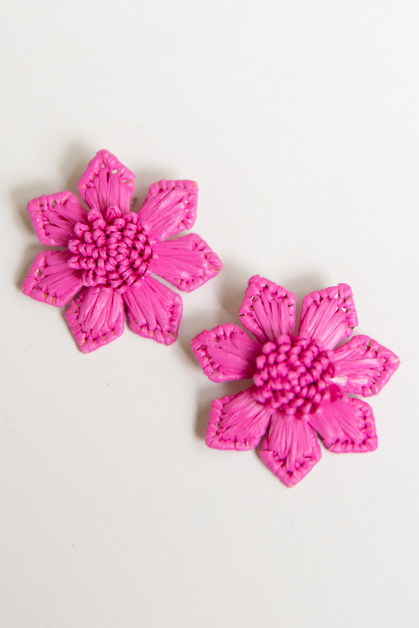 Raffia Flower Earring, Fuchsia - 4K7A3947.jpg