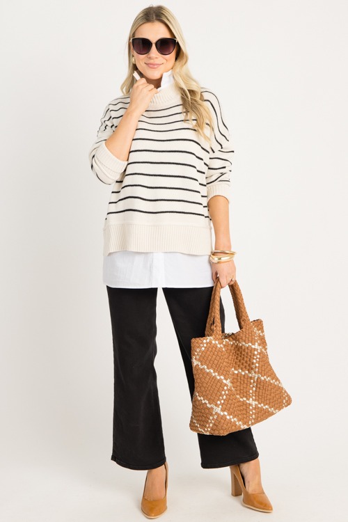 Glynn Stripe Sweater, Cream