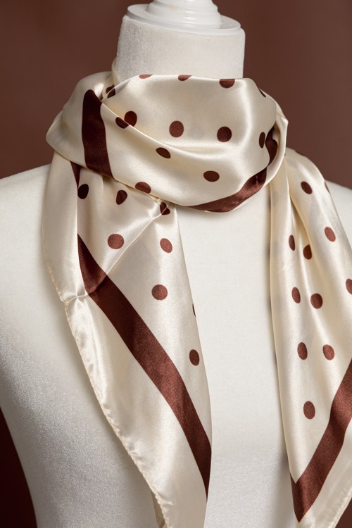 Polka Dot Silk Scarf, Beige - 4K7A3987.jpg