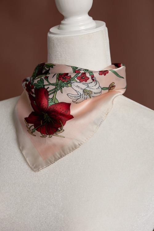 Mckenzie Silk Scarf, Cream Floral