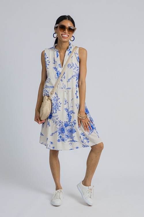 Blue Floral Linen Dress, Cream - 4K7A4118 crop near knees.jpg