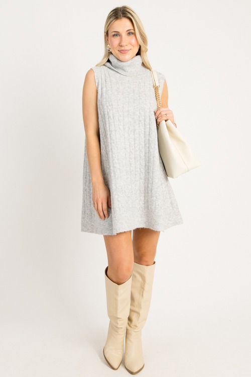 Cable Knit Sweater Tunic, H. Grey