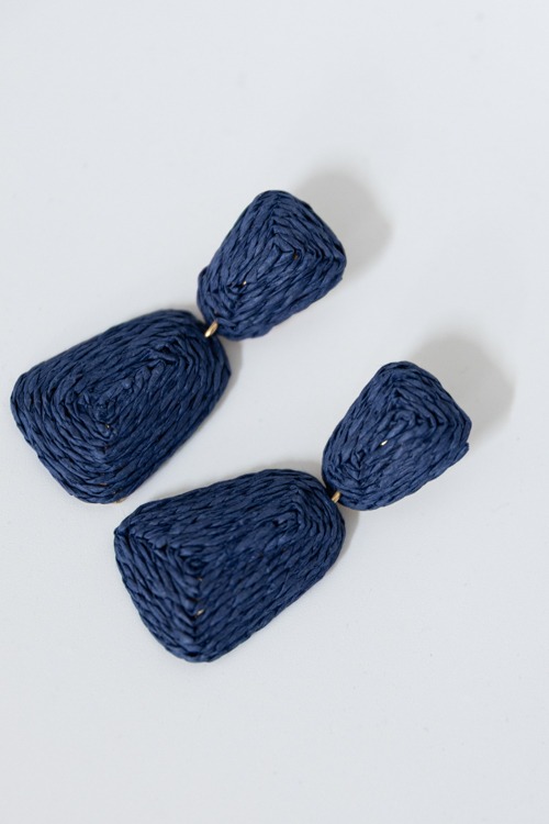 Raffia Trapezoid Earrings, Navy - 4K7A4375.jpg