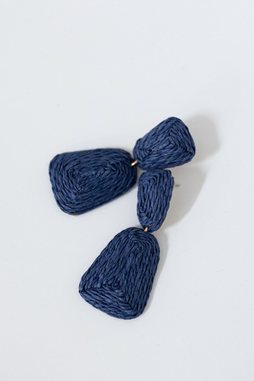 Raffia Trapezoid Earrings, Navy - 4K7A4376.jpg