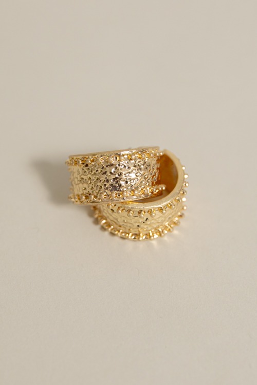 Wide Hammered Hoops, Gold