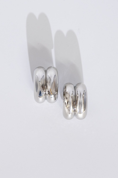 Double Tube Hoops, Silver