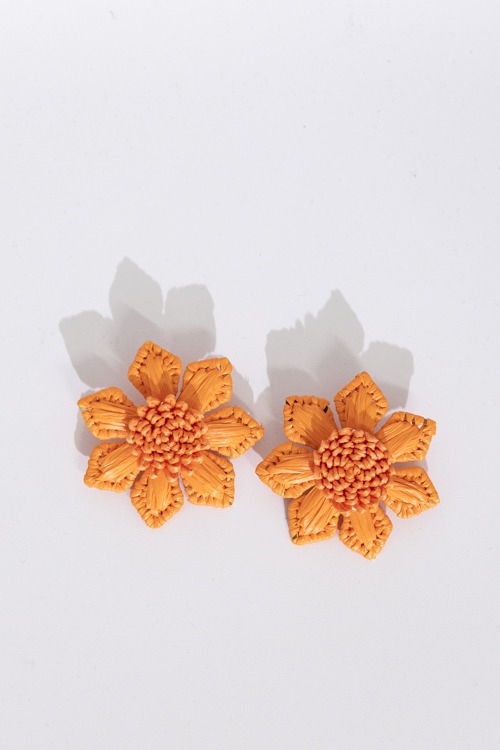 Raffia Flower Earring, Orange - 4K7A4394.jpg