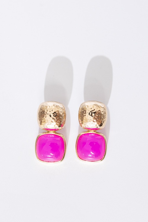 Bold Gemstone Earring, Fuchsia