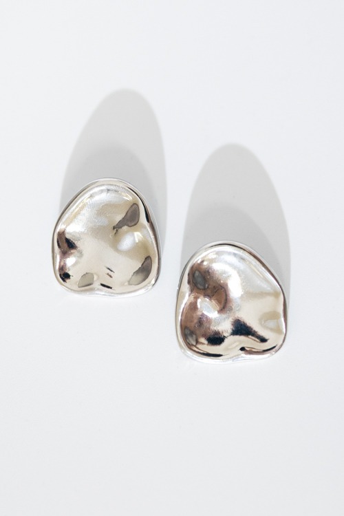 Statement Stone Earrings, Silver