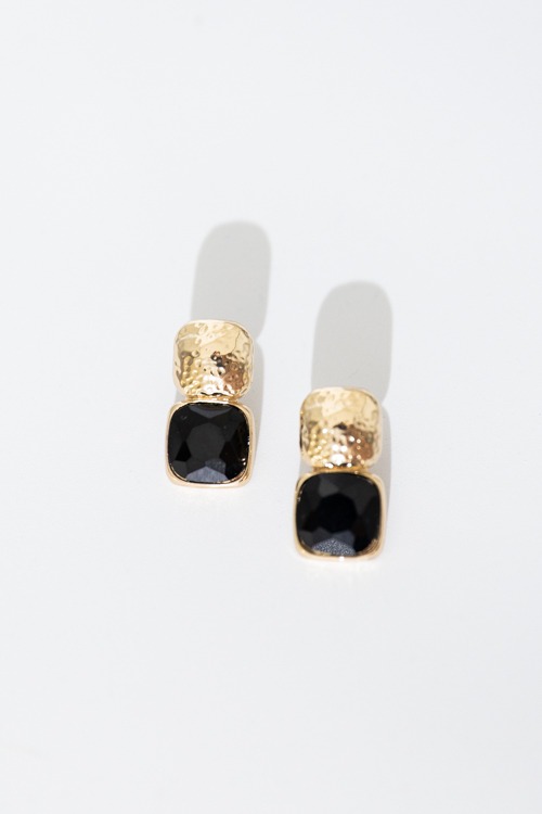 Gemma Stone Earring, Black