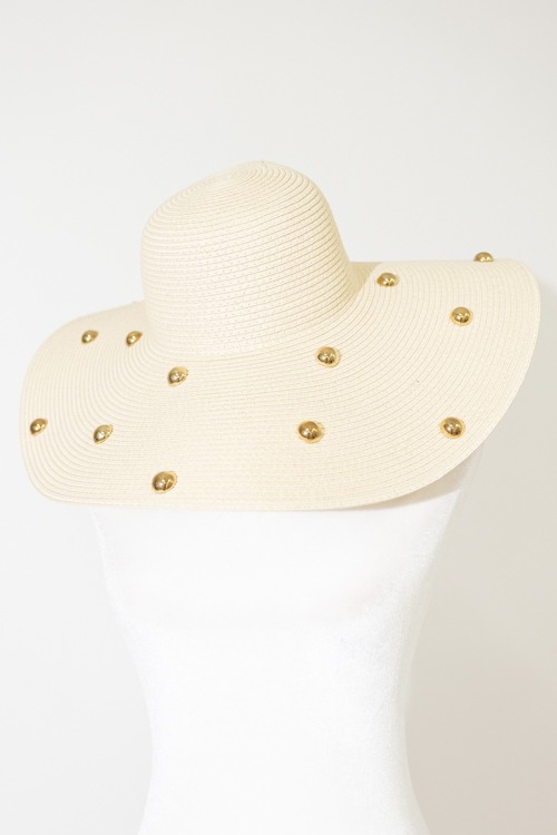 Studded Floppy Hat, Tan