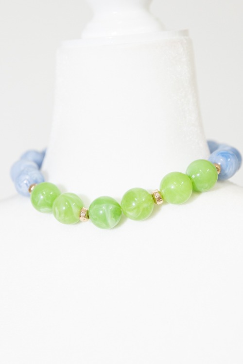 Acrylic Beaded Necklace, Blue/Lime - 4K7A4450.jpg
