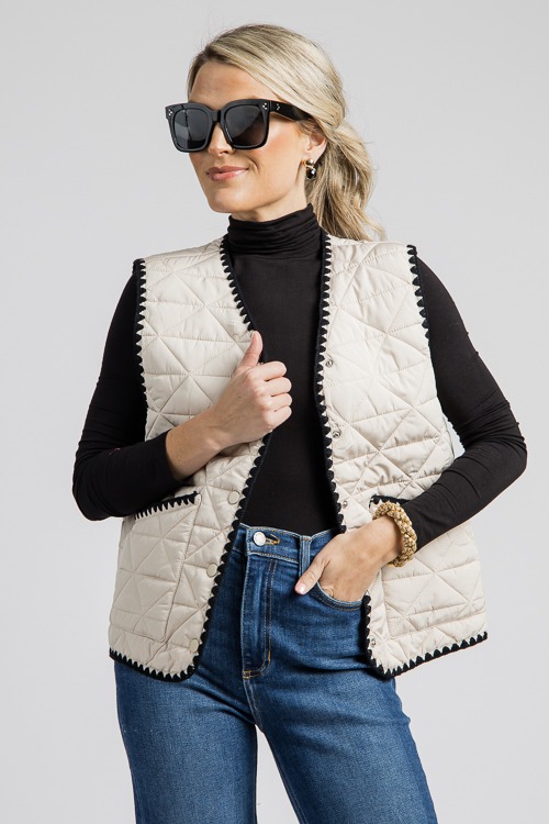 Quilted Stitch Vest, Sand