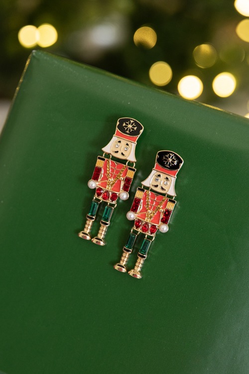 Preppy Nutcracker Earring, Red