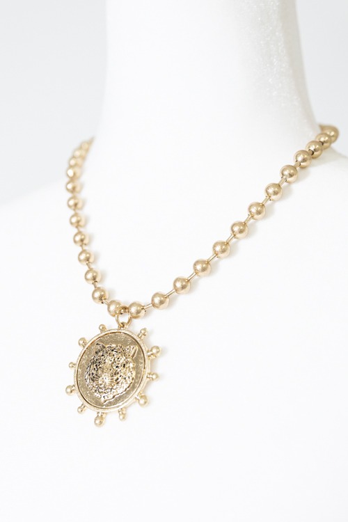 Tiger Coin Necklace, Gold