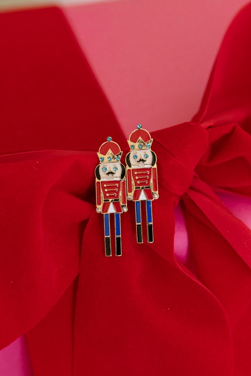Nutcracker Earrings, Red