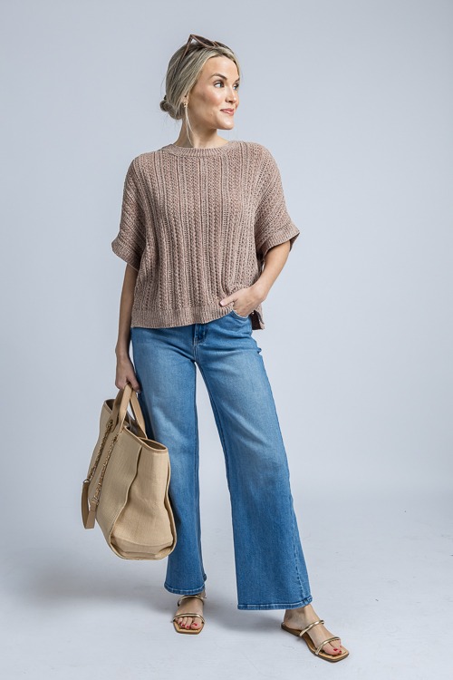 Chenille SS Sweater, Mocha - New Arrivals - The Blue Door Boutique